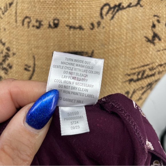 Garnet Hill Green Cotton Button Front Burgundy Knit Tank Dress Jersey Knit Comfy - Picture 8 of 10